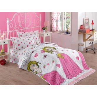 Детское стеганное покрывало с наволочкой Eponj Home Beatiful girl beyaz 160x220
