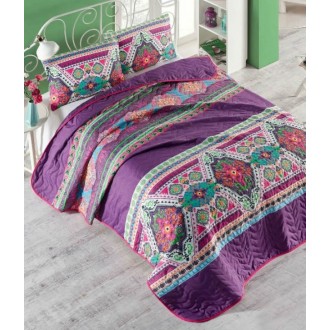 Стеганное покрывало с наволочками Eponj Home Rug fusya