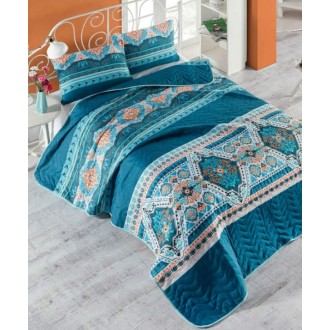 Стеганное покрывало с наволочками Eponj Home Rug yesil зеленое