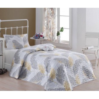 Стёганое покрывало с наволочками Eponj Home Altin Yaprak gri