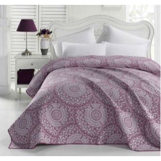 Жаккардовое покрывало Eponj Home Mandala mor фиолетовое 200*230