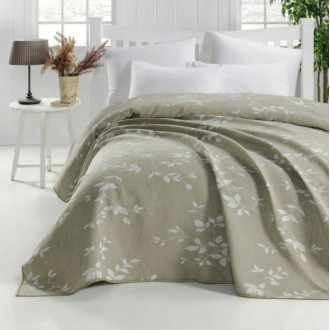 Жаккардовое покрывало Eponj Home Yonca hardal горчичное 200*230