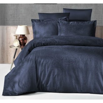 Постельное бельё First Choice сатин жаккард Tecna Lacivert евро