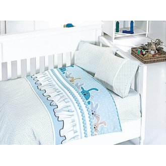 Детское постельное в кроватку First Choice сатин Baby Bamboo Ginny Mavi (Зайчики)