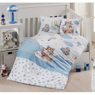 Детское постельное в кроватку First Choice сатин Baby Bamboo Baloon (Мишка в самолёте)