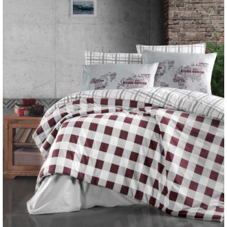 Постельное белье First Choice (Турция) ранфорс Edmon Dark Red Клетка