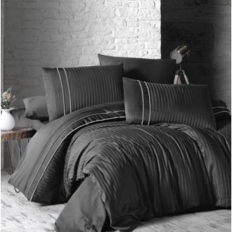 Постельное бельё First Choice сатин DeLux Dark евро Stripe Style Anthracite