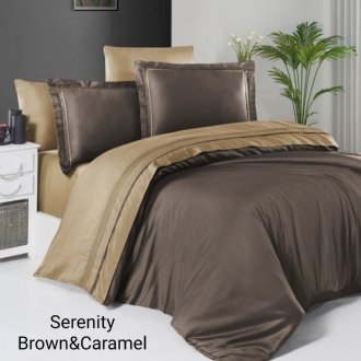 Постельное белье First Choice Satin Deluxe Cotton евро Serenity Dark Brown-Caramel