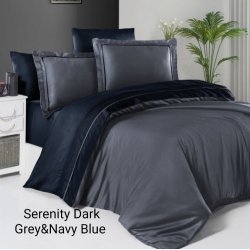 Постельное белье First Choice Satin Deluxe Cotton евро Serenity Dark Grey - Navy Blue