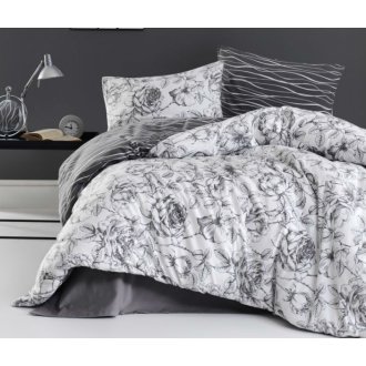 Фланелевое постельное белье First Choice Rozen Gri евро