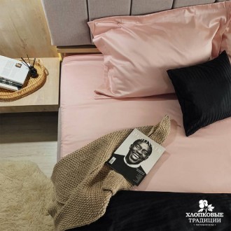 Постельное бельё сатин страйп Хлопковые Традиции ST040 чёрный с розовым Постельное бельё сатин страйп Хлопковые Традиции ST040 чёрный с розовым