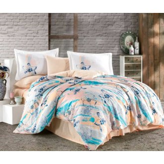 Постельное белье евро Hobby Exclusive Sateen Brisha Turkuaz