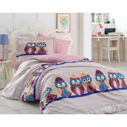Детское постельное белье Hobby Poplin Linda сиреневое (Совы)