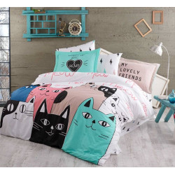 Детское постельное белье Hobby Poplin Love Cats розовое