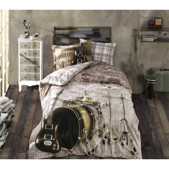 Подростковое постельное белье Hobby Poplin Rock Music бежевое