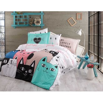 Постельное бельё Hobby Poplin Love Cats розовый 