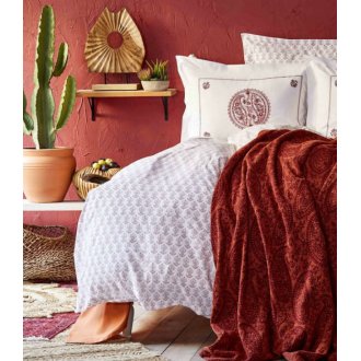Постельное бельё с пледом Karaca Home Alley kiremit