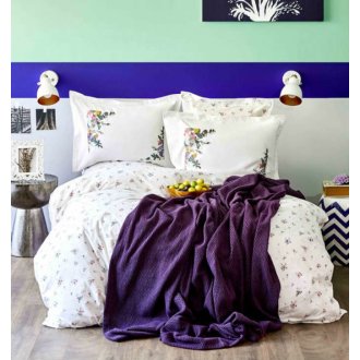 Постельное бельё с пледом Karaca Home Fertile lila