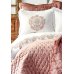 Набор постельное белье с покрывалом + плед Karaca Home - Chester pudra 2020-1 пудра евро
