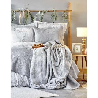 Постельное бельё Karaca Home + плед + покрывало Kaori gri