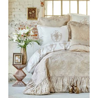 Покрывало 270*260 с наволочками Karaca Home Fioretta 2019-2 pudra