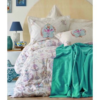 Летнее постельное бельё пике Karaca Home Malia Turkuaz