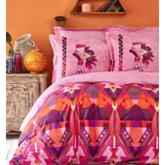 Постельное бельё евро Karaca Home Foxia fusya