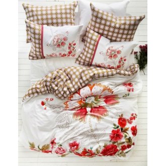 Элитное постельное бельё Karaca Home сатин Bocelly beige бежевое евро