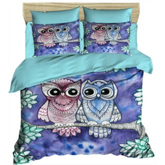 Постельное бельё 3D евро ранфорс LightHouse Night Owls Постельное бельё 3D евро ранфорс LightHouse Night Owls