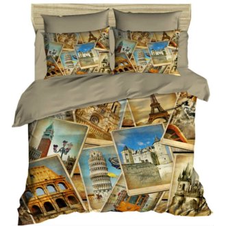 Постельное бельё 3D евро ранфорс LightHouse Postcards Постельное бельё 3D евро ранфорс LightHouse Postcards