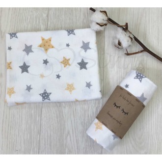Пеленка для новорожденного Msonya фланель Stars серо-желтая