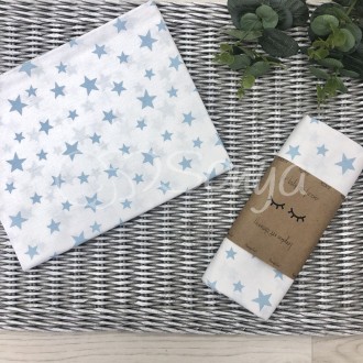Пеленка для новорожденного Msonya звезды россыпь голубые на белом