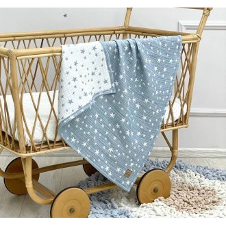 Детский плед Msonya Муслин Жатка звезды на голубом Детский плед Msonya Муслин Жатка звезды на голубом