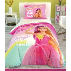 Детское постельное белье TAC ранфорс Barbie Kindness люминесцентное