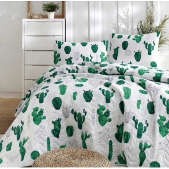 Стеганное покрывало Eponj Home Kaktus yesil с наволчками