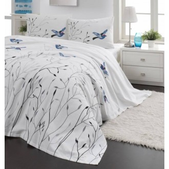 Покрывало-пике Lotus Home Perfect Birds голубое