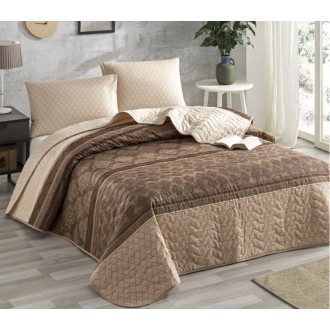 Стеганное покрывало Eponj Home Creative kahve с наволочками