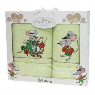 Набор махровых полотенец Mouse Green
