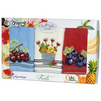 Набор кухонных полотенец Gursan 3*30х50 Фрукты 3
