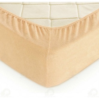 Махровая простынь на резинке Lighthouse персиковая