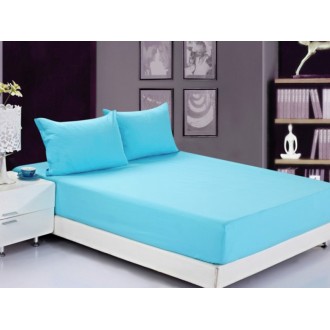 Комплект простынь на резинке с наволочками Leleka-Textile Летний голубой