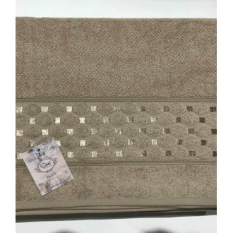 Махровая простынь - Пике Sikel жаккард Silver s.kahve 200*220 светло-кофейная