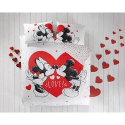 Постельное белье евро Tac (Турция) ранфорс Disney Minnie & Mickey Heart