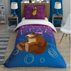 Детское постельное белье TAC ранфорс Masha & The Bear Galaxy