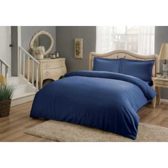 Постельное бельё Tac сатин Basic сатин Saks синее евро