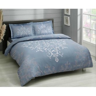 Постельное бельё Tac сатин Anissa mavi v03 голубое евро Постельное бельё Tac сатин Anissa mavi v03 голубое евро