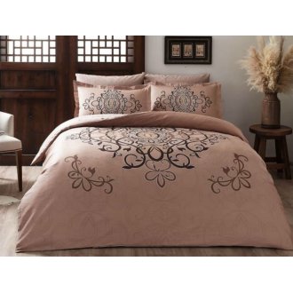 Постельное белье Tac сатин Delux Blanda kahve v02 кофе