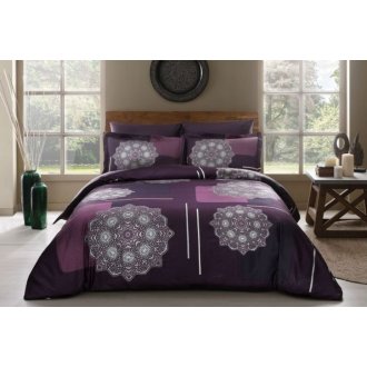 Постельное белье Tac сатин Delux Milla V5 murdum фиолетовый