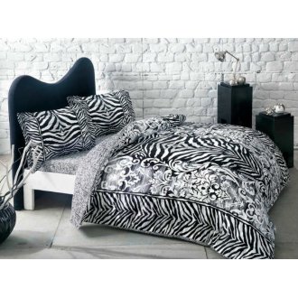 Постельное бельё Tac сатин Jovi siyah v01 черное евро