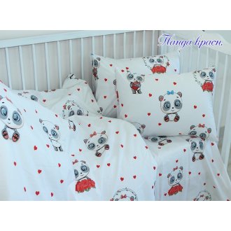 Детское постельное бельё TAG Панда красная в кроватку для новорожденных